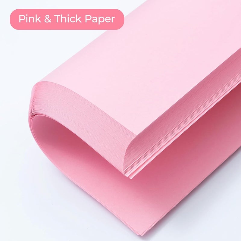 MG 100 Sheets Pink Copy Printing Paper, 8.3 X 11.7 inch Colored Printer Papers, Pink Construction Paper for Card Making Scrapbooking School Office Party DIY Craft - Image 4